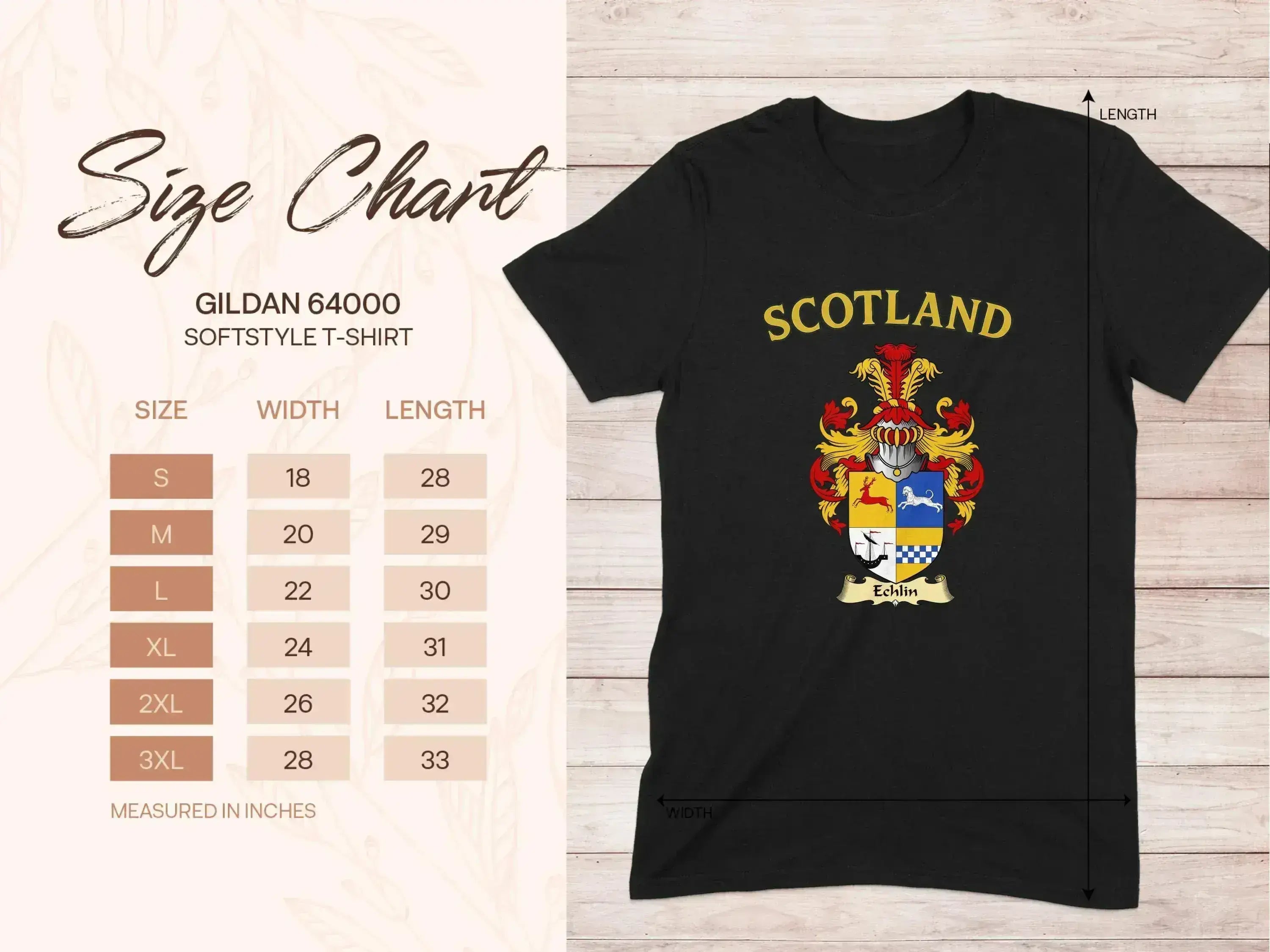 Echlin Scottish clan crest t-shirt — clan crest, front view