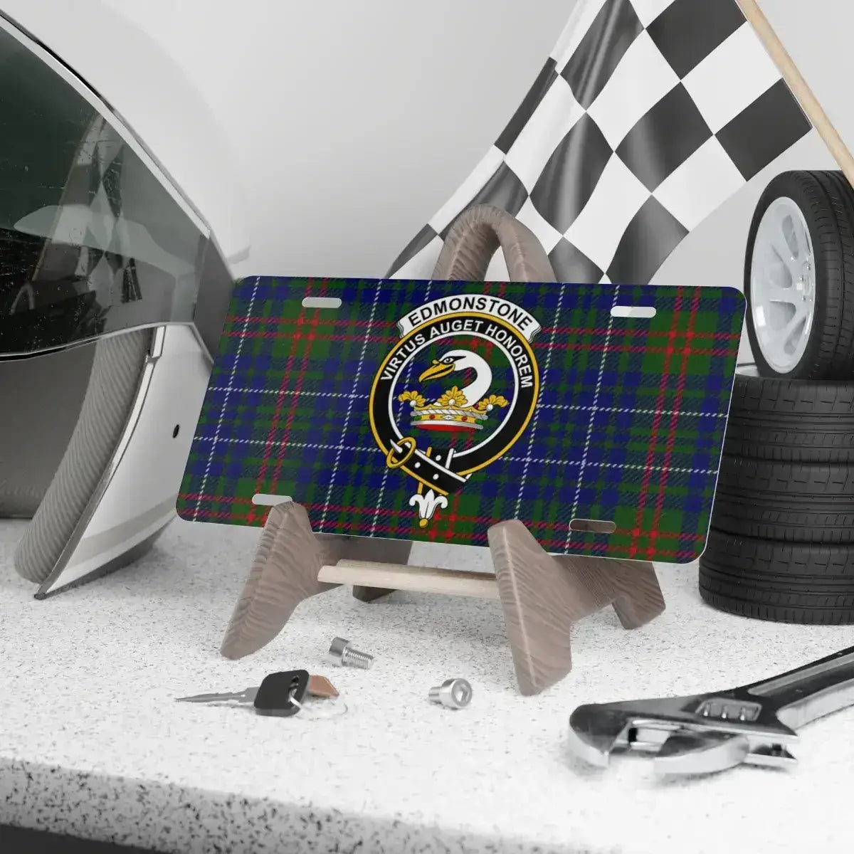 Unique Vintage Motorsport Plaid License Plate product