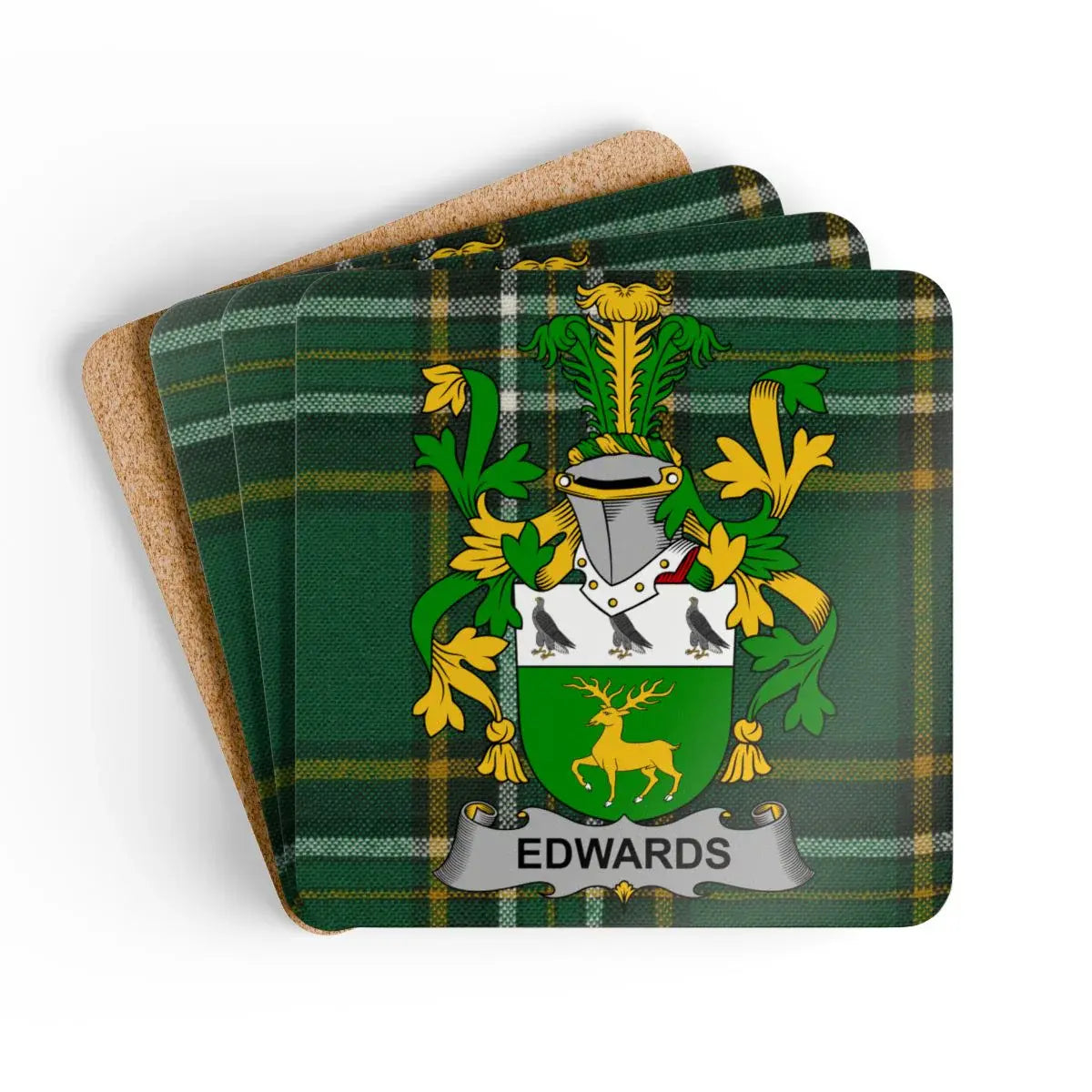 Edwards Family Crest Plaid Design Coaster product