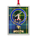 Elder tartan-background crest ornament shown as a Scottish heritage keepsake gift