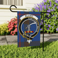 Elliot clan tartan garden flag — 24.5x32 inch outdoor size with clan crest