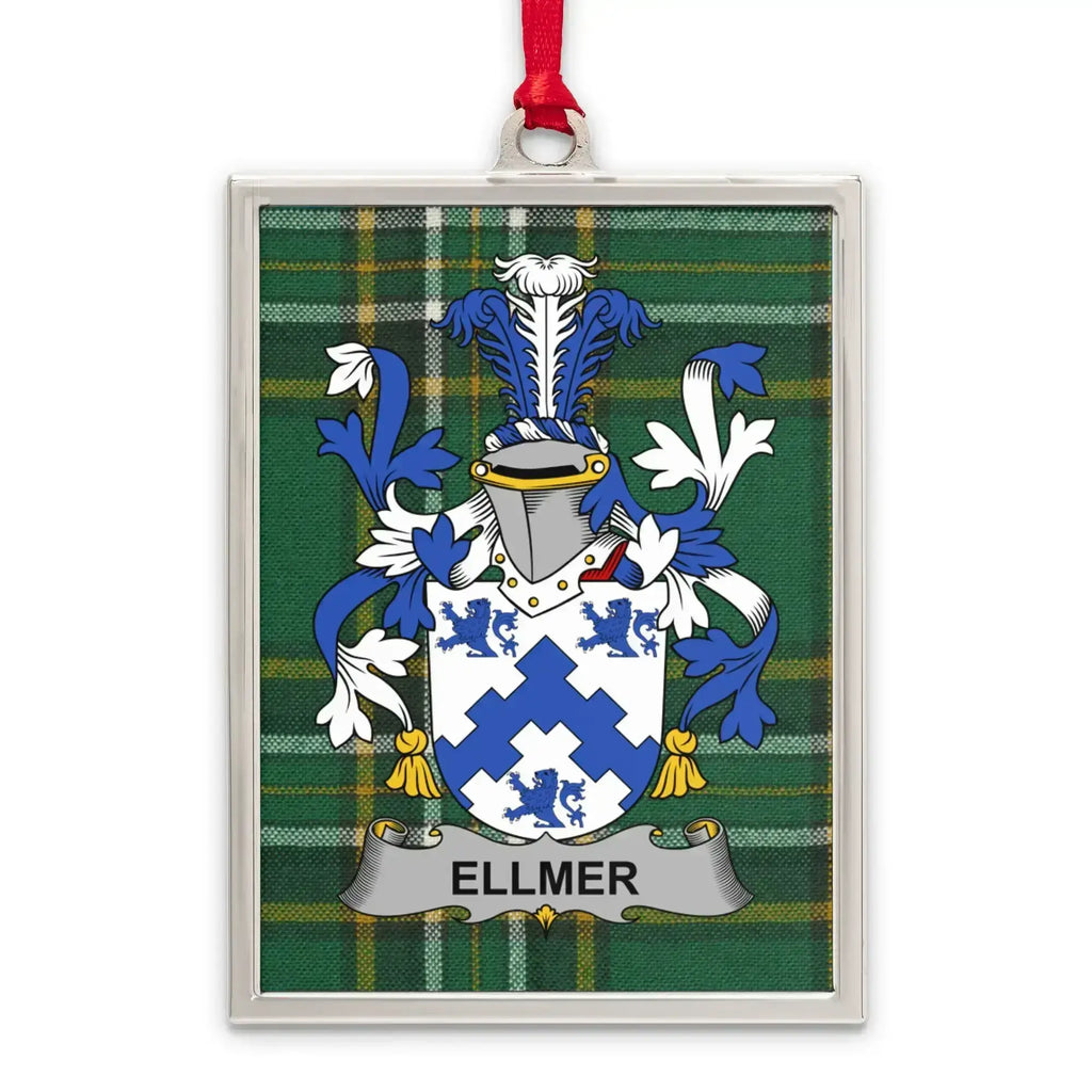 Ellmer Family Crest Plaid Background Plaque product type