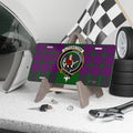 Clan Elphinstone tartan novelty license plate — 12x6 aluminium, crest and motto Cause Causit