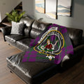 Clan Elphinstone tartan throw blanket — 50x60 printed polyester, crest and motto Cause Causit on front