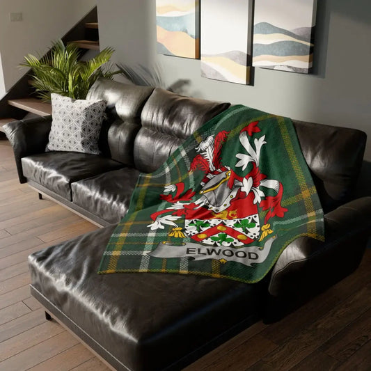 Elwood Family Crest Tartan Design Decorative Throw Blanket