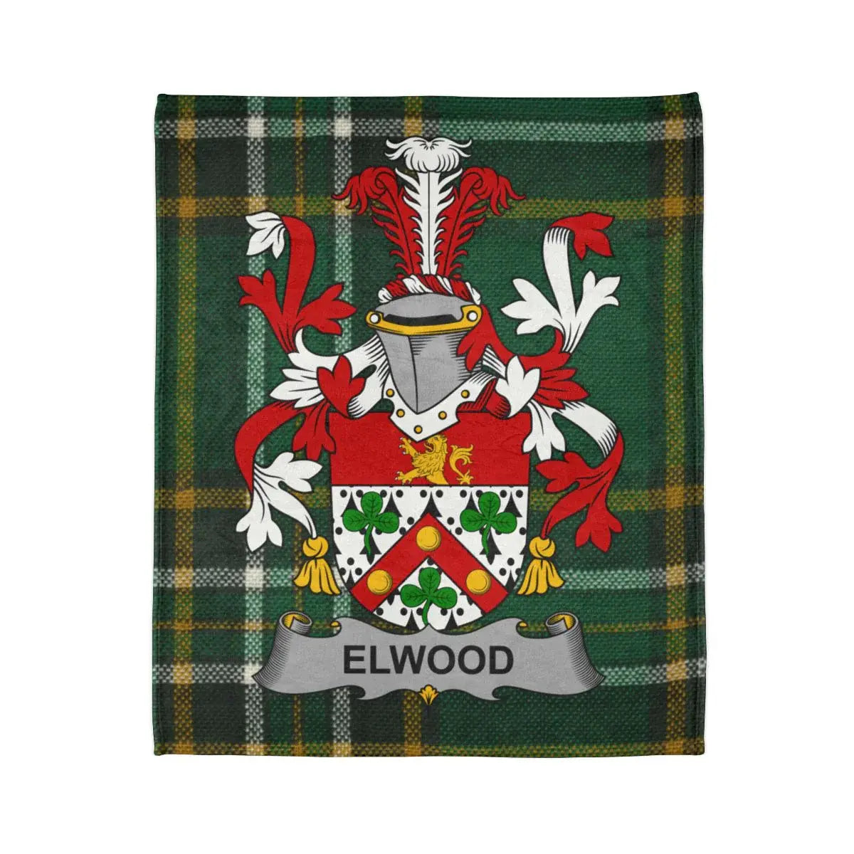 Elwood Family Crest Plaid Background Tapestry