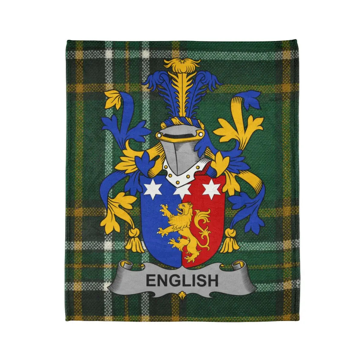 English Family Crest Tartan Blanket Design
