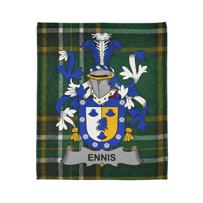 Ennis Family Crest and Tartan Design Blanket