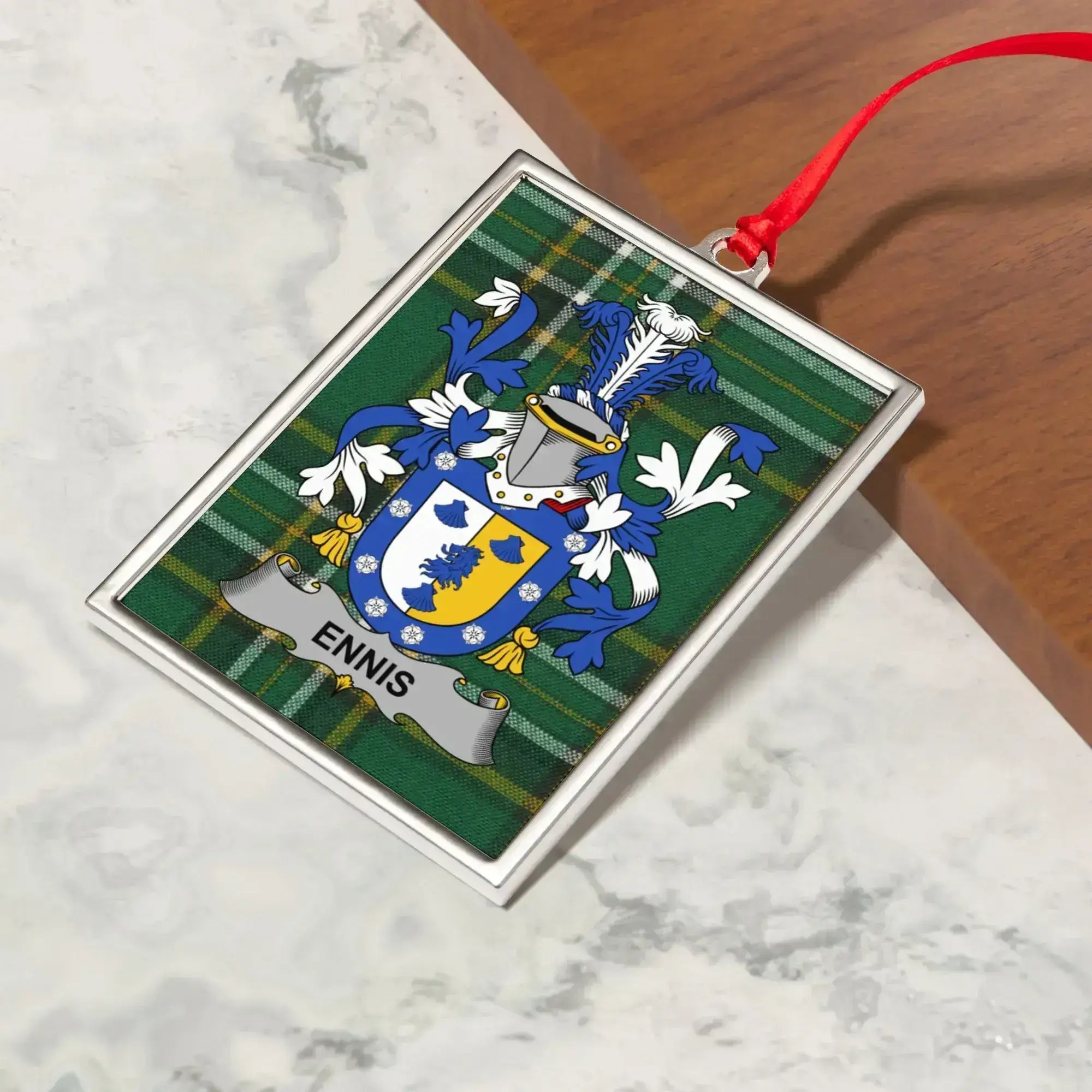 Ennis Family Crest Plaid Holiday Ornament product