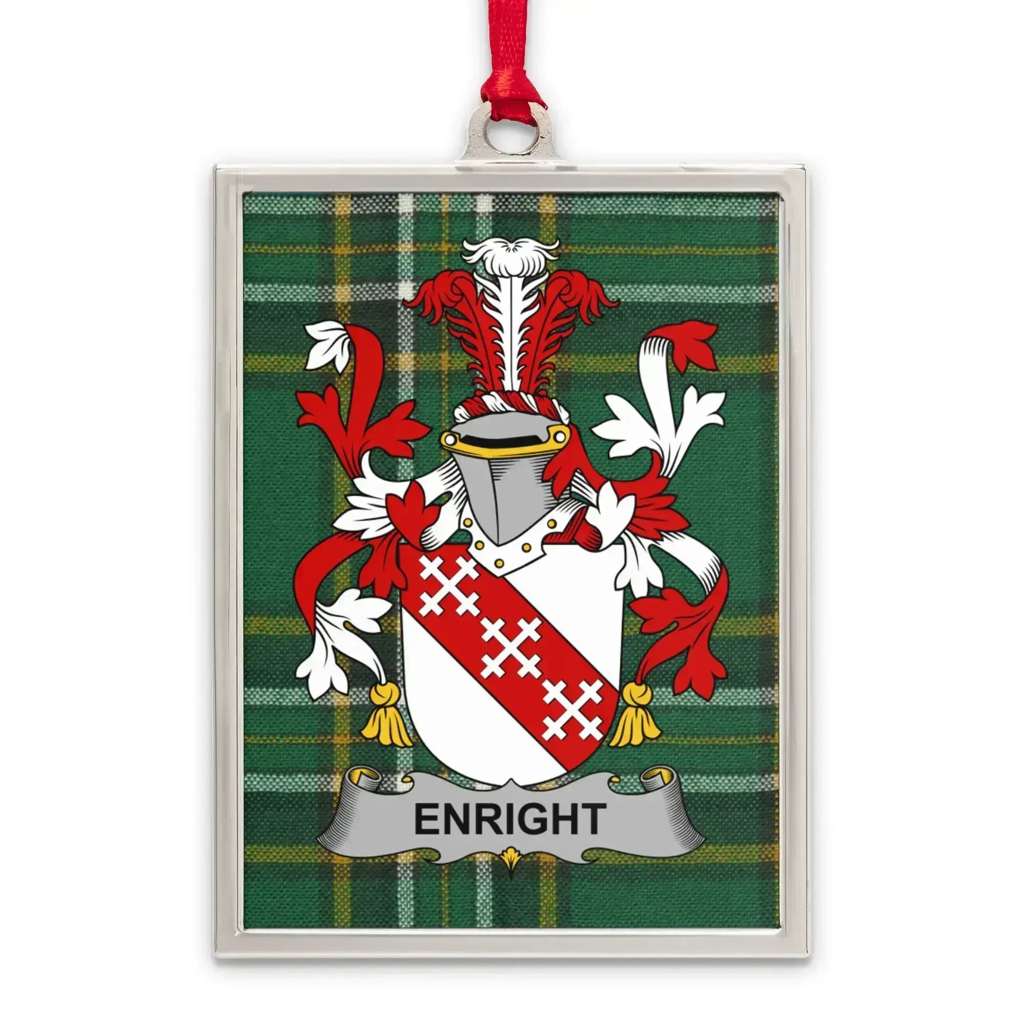 Enright Family Crest Plaid Background Ornament product