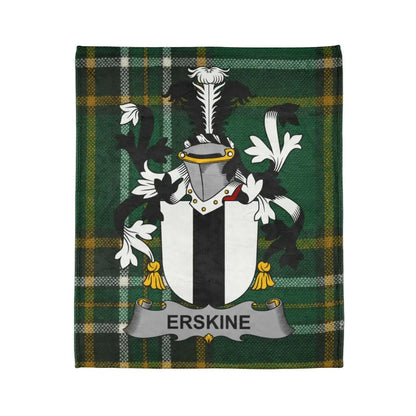 Erskine Family Crest Blanket with Tartan Design