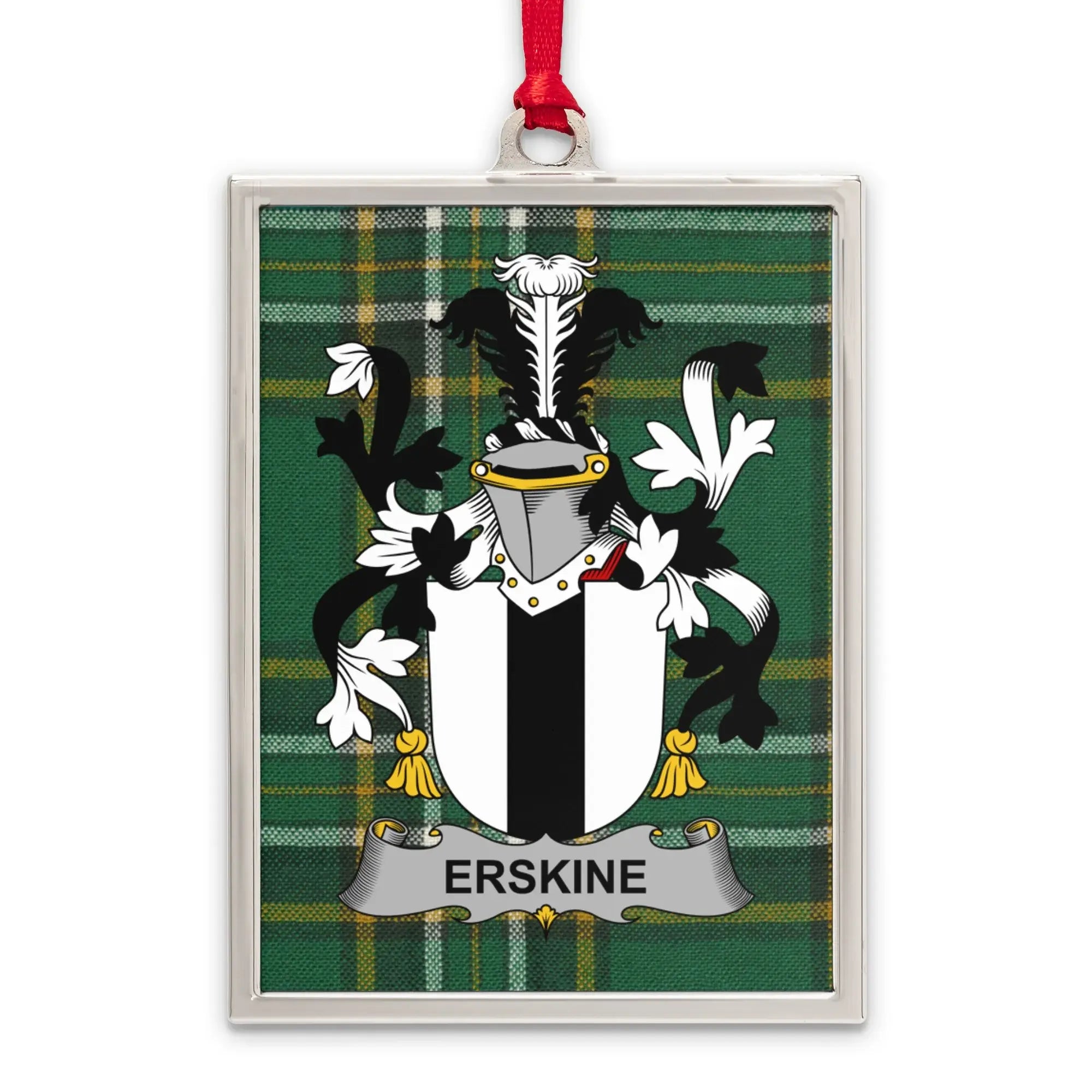 Erskine Family Crest Plaid Background Ornament product