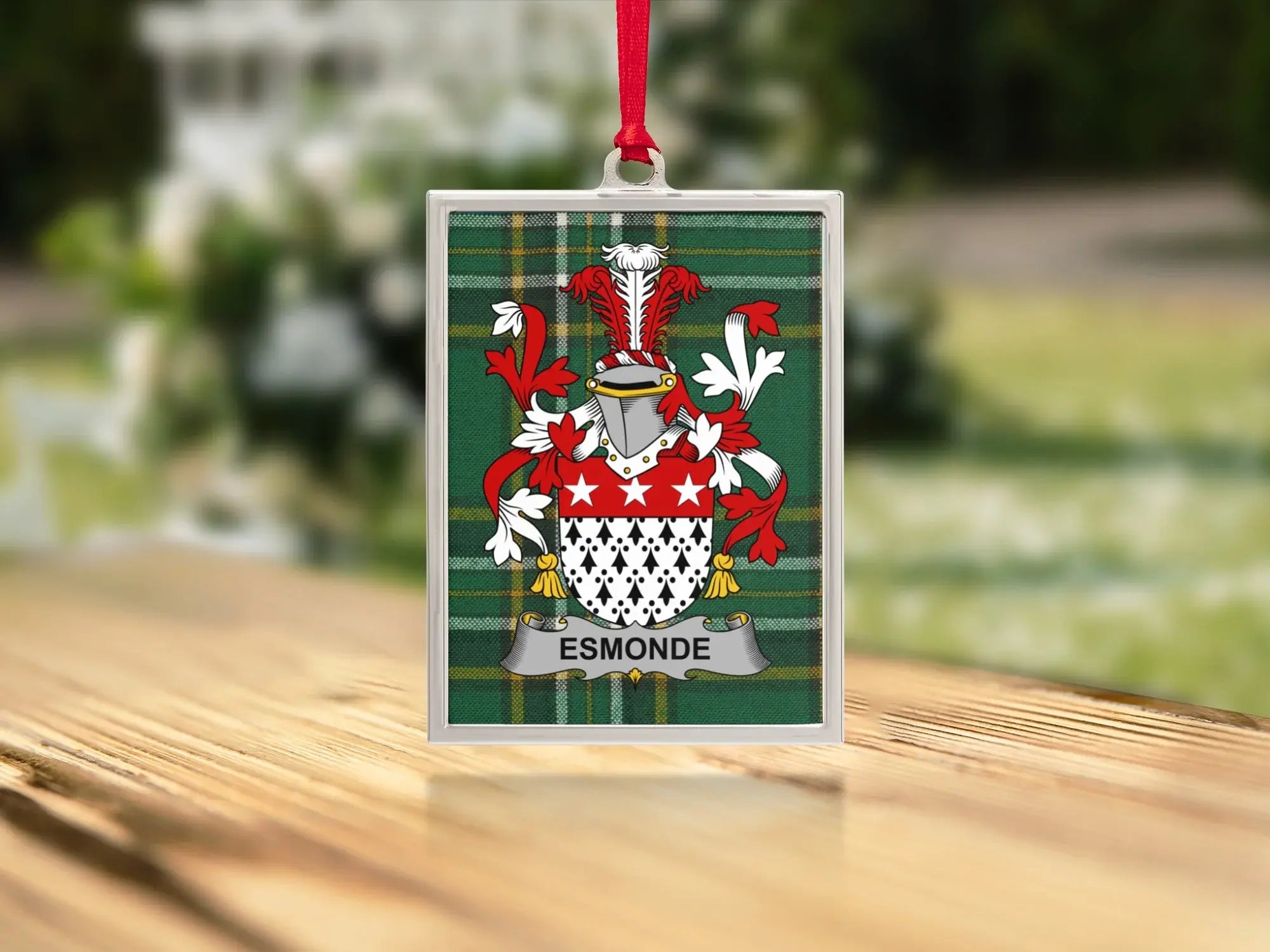 Esmonde Family Crest Plaid Design Ornament product