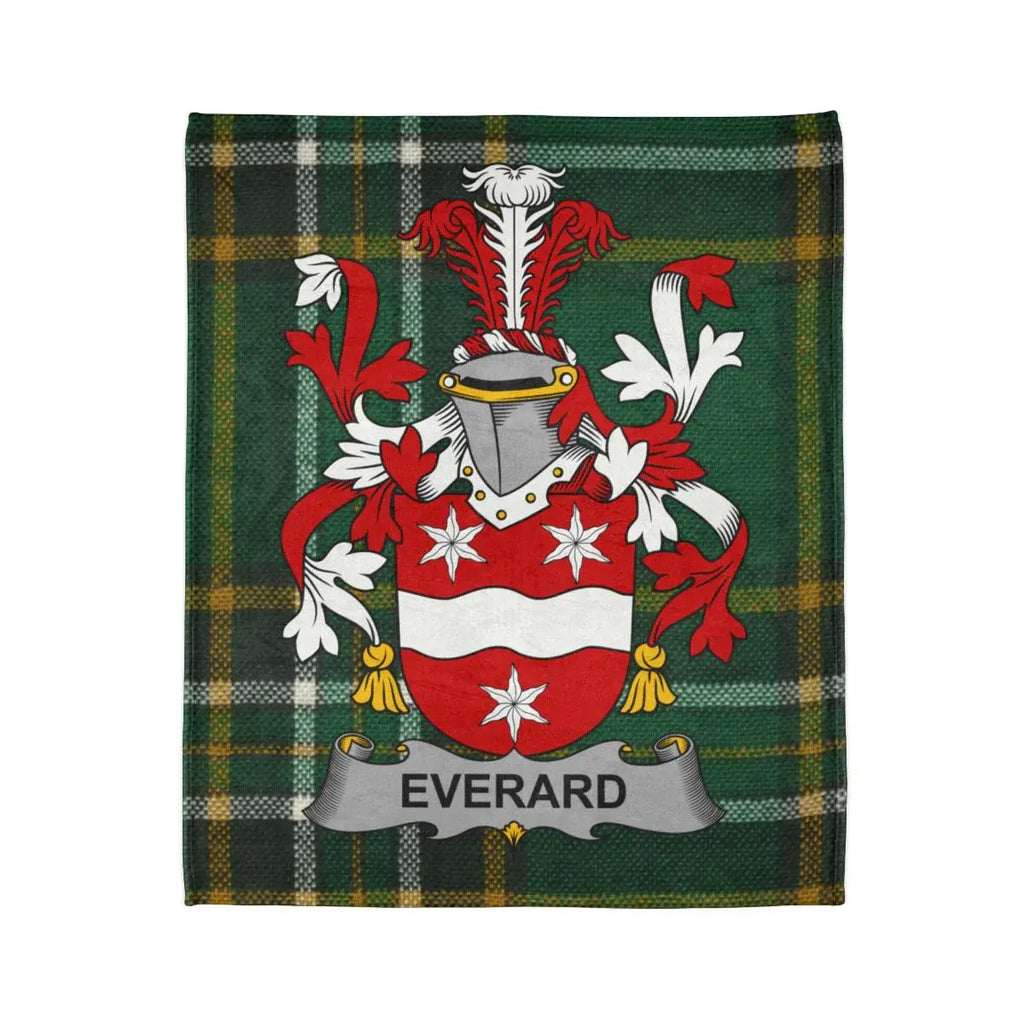 Everard Family Crest on Green Plaid Blanket
