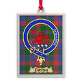Ewing tartan-background crest ornament shown as a Scottish heritage keepsake gift