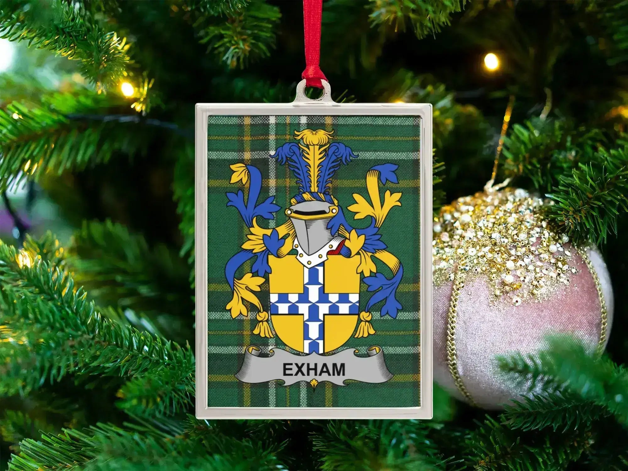 Exham Family Crest Christmas Tree Ornament product