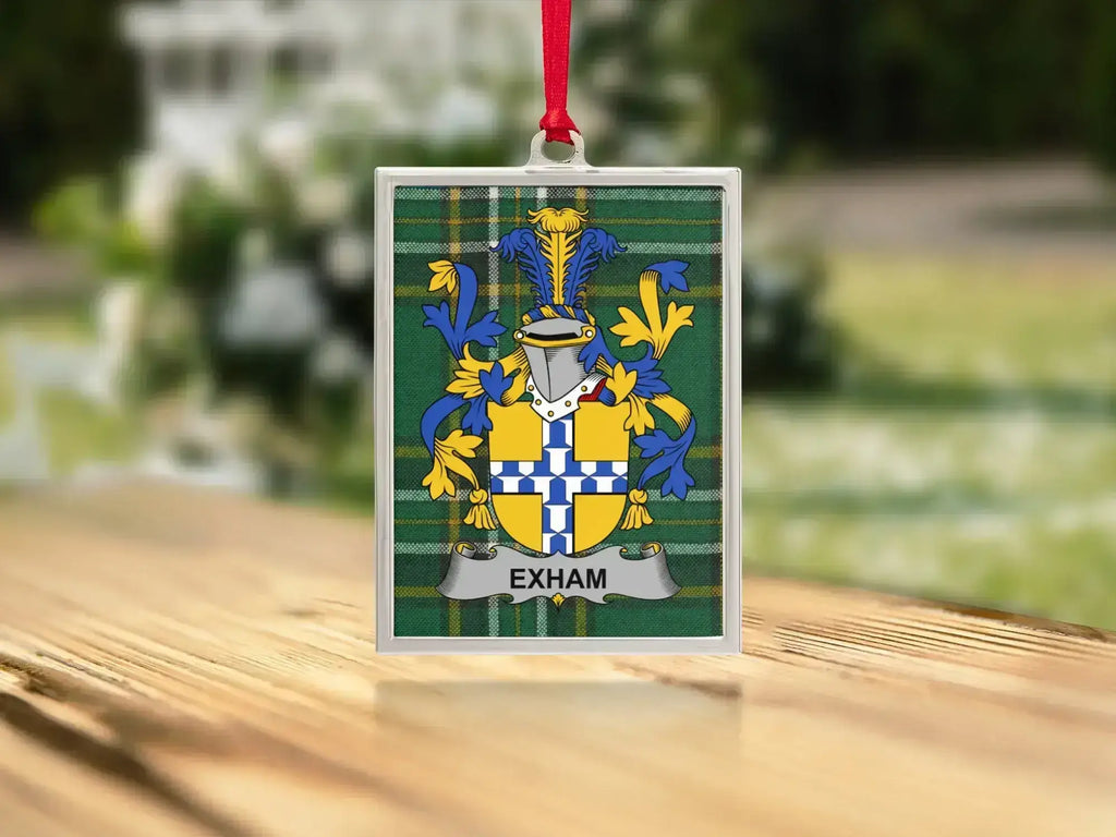 Exham Family Crest Green Plaid Hanging Square product