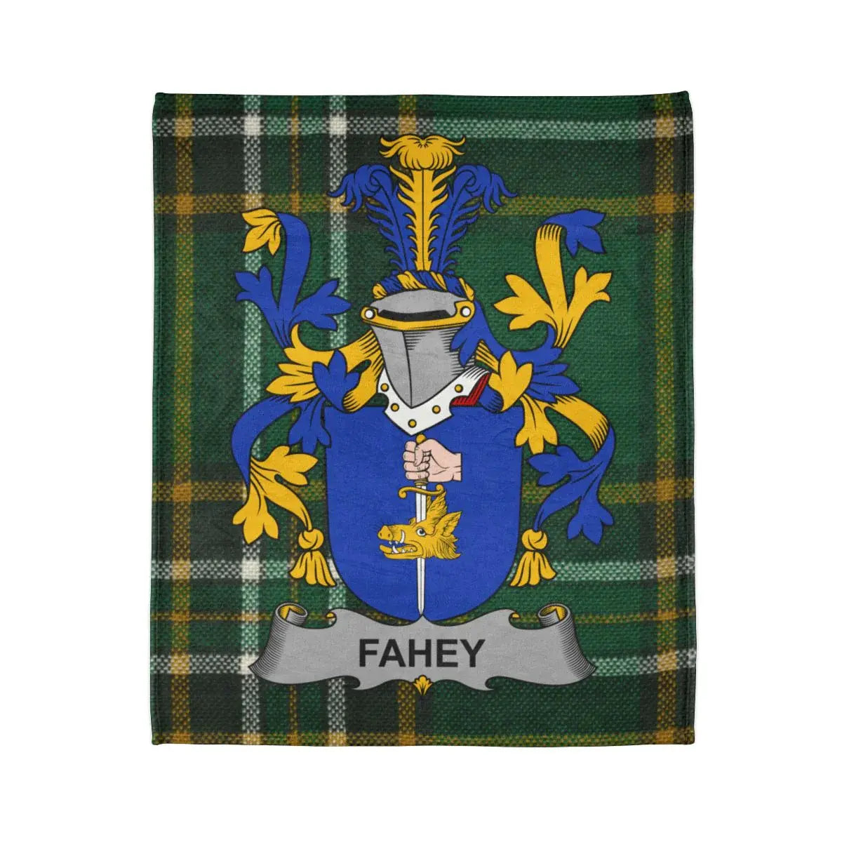 Family Crest Fahey Coat Of Arms Tartan Blanket