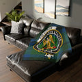 Clan Falconer tartan throw blanket — 50x60 printed polyester, crest and motto Vive Ut Vivas on front