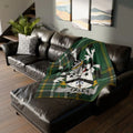 Heraldic Shield Green Plaid Family Crest Blanket