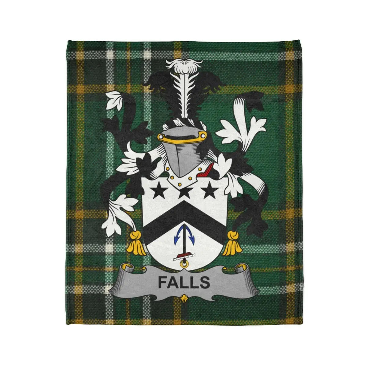 Falls Green Tartan with Family Crest Blanket