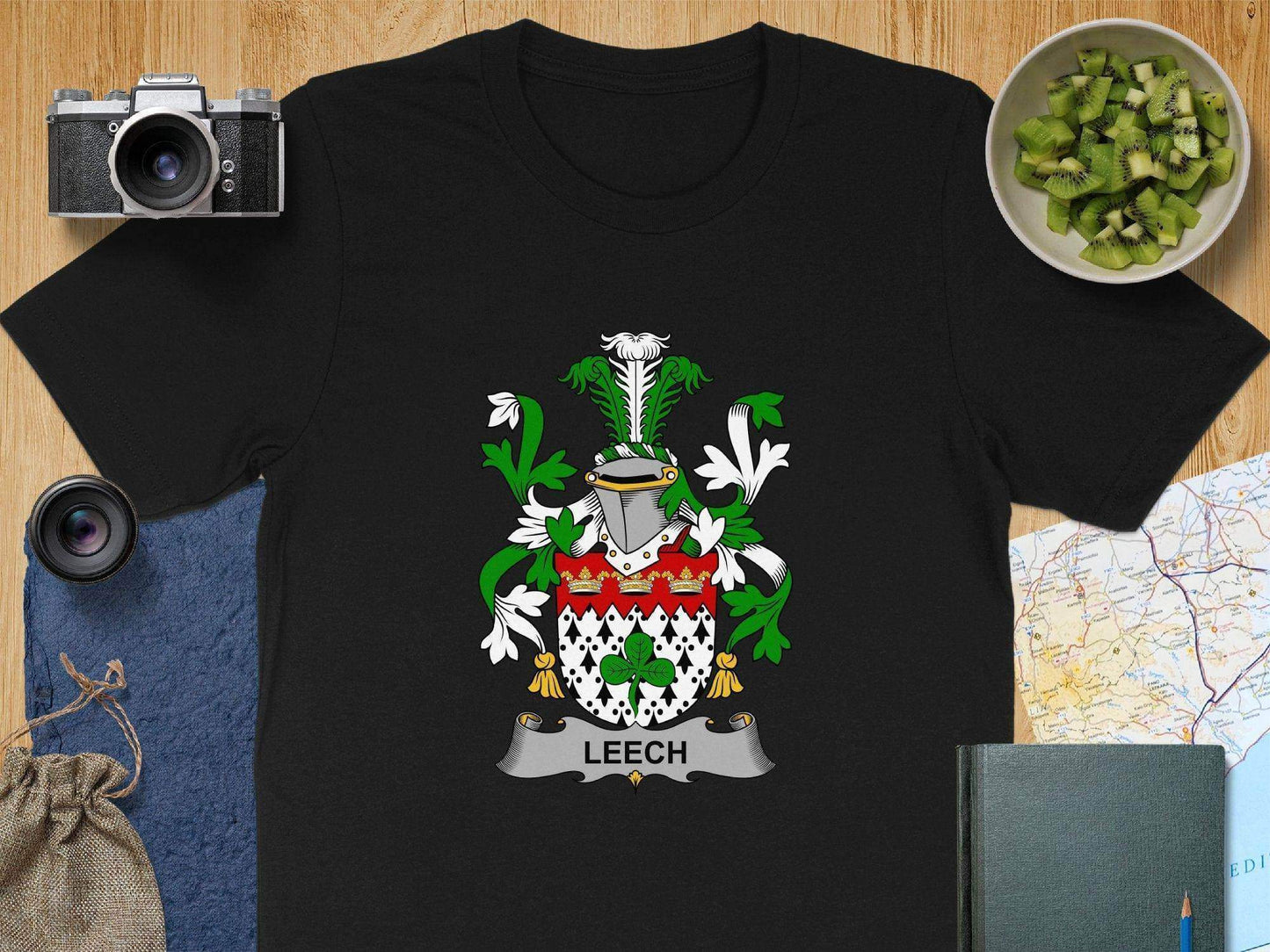 Family Crest Design Black Tee Shirt Product