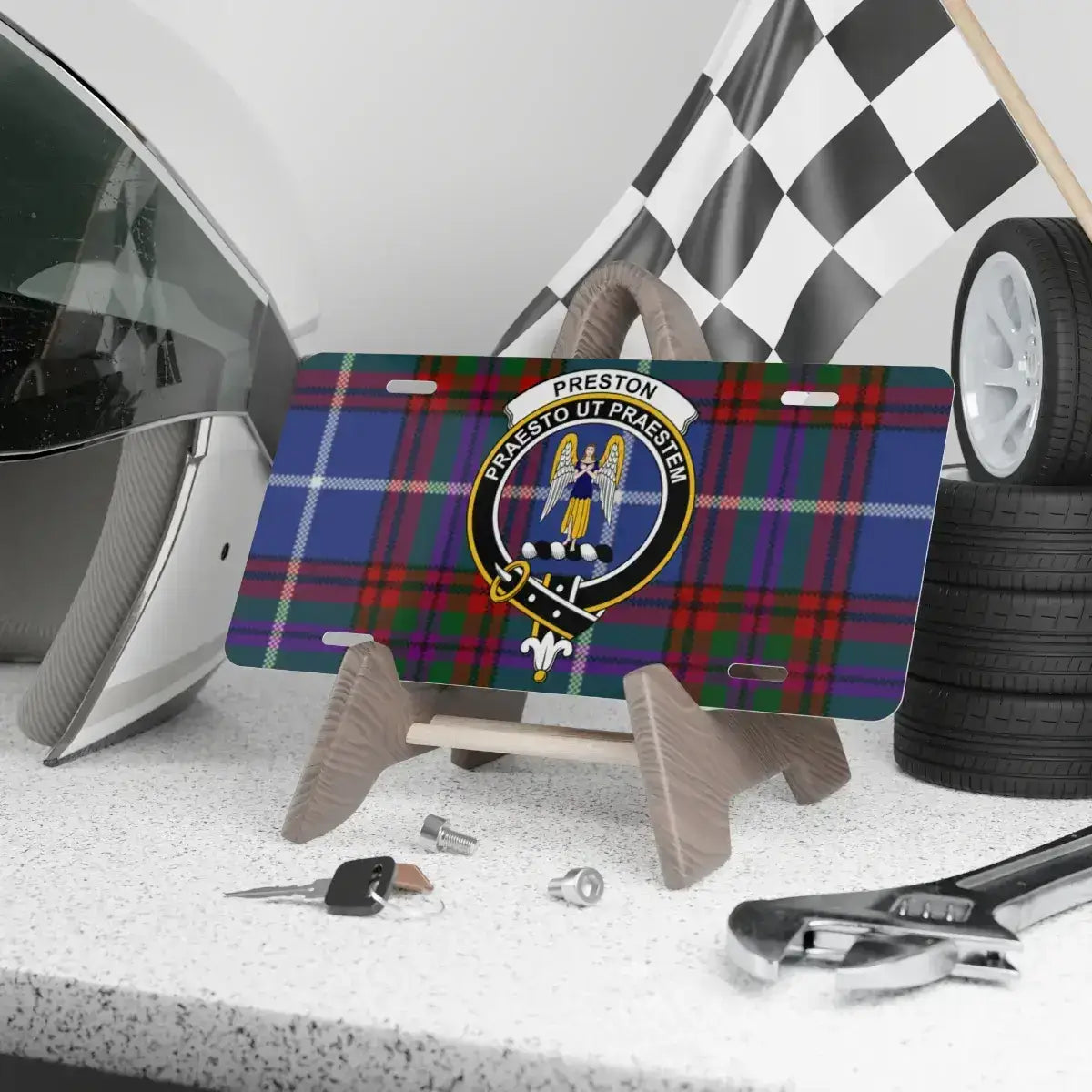 Preston Plaid Crest Custom License Plate product