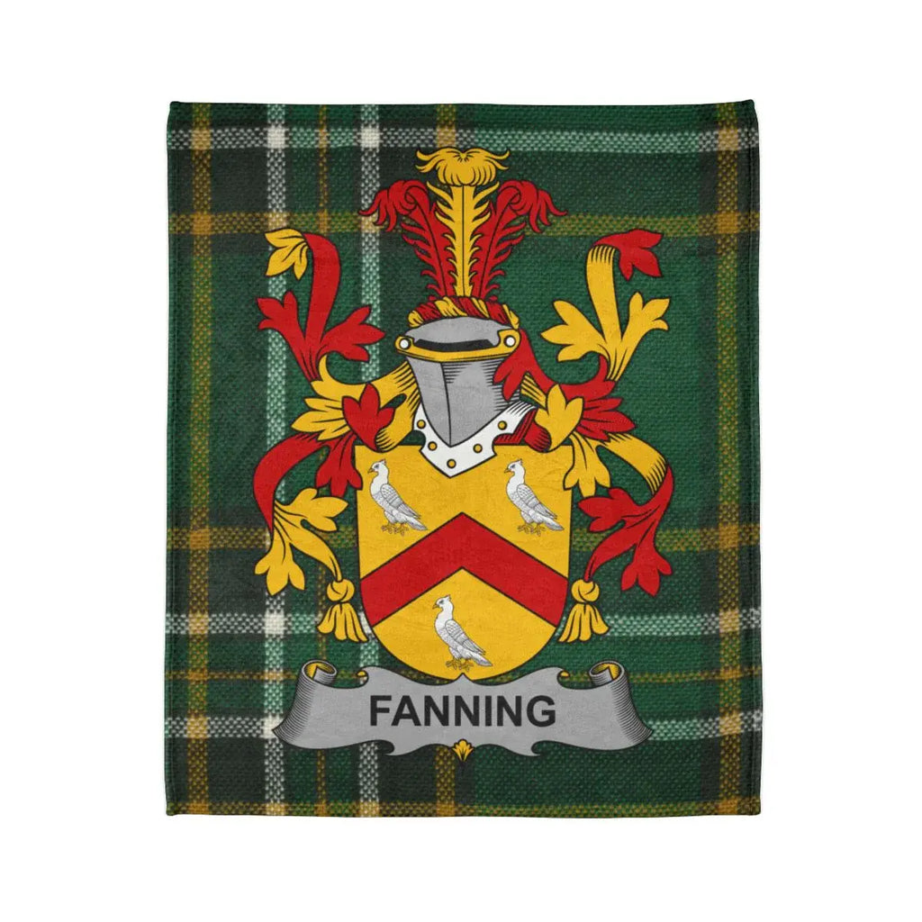 Fanning Family Crest Plaid Design Microfiber Blanket