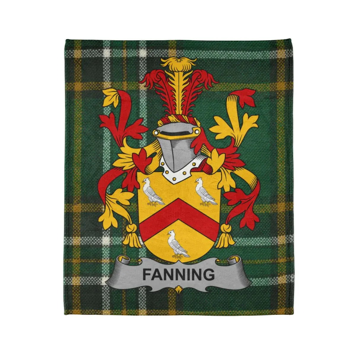 Fanning Family Crest Plaid Design Microfiber Blanket