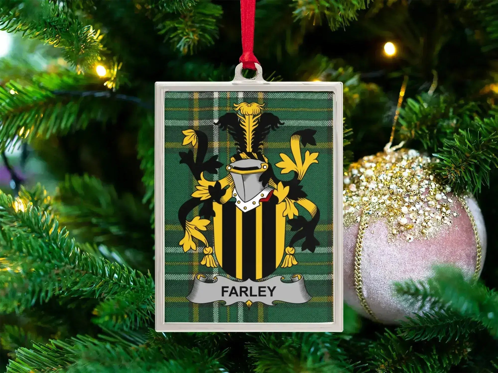 Farley Family Name Crest Christmas Tree Ornament product