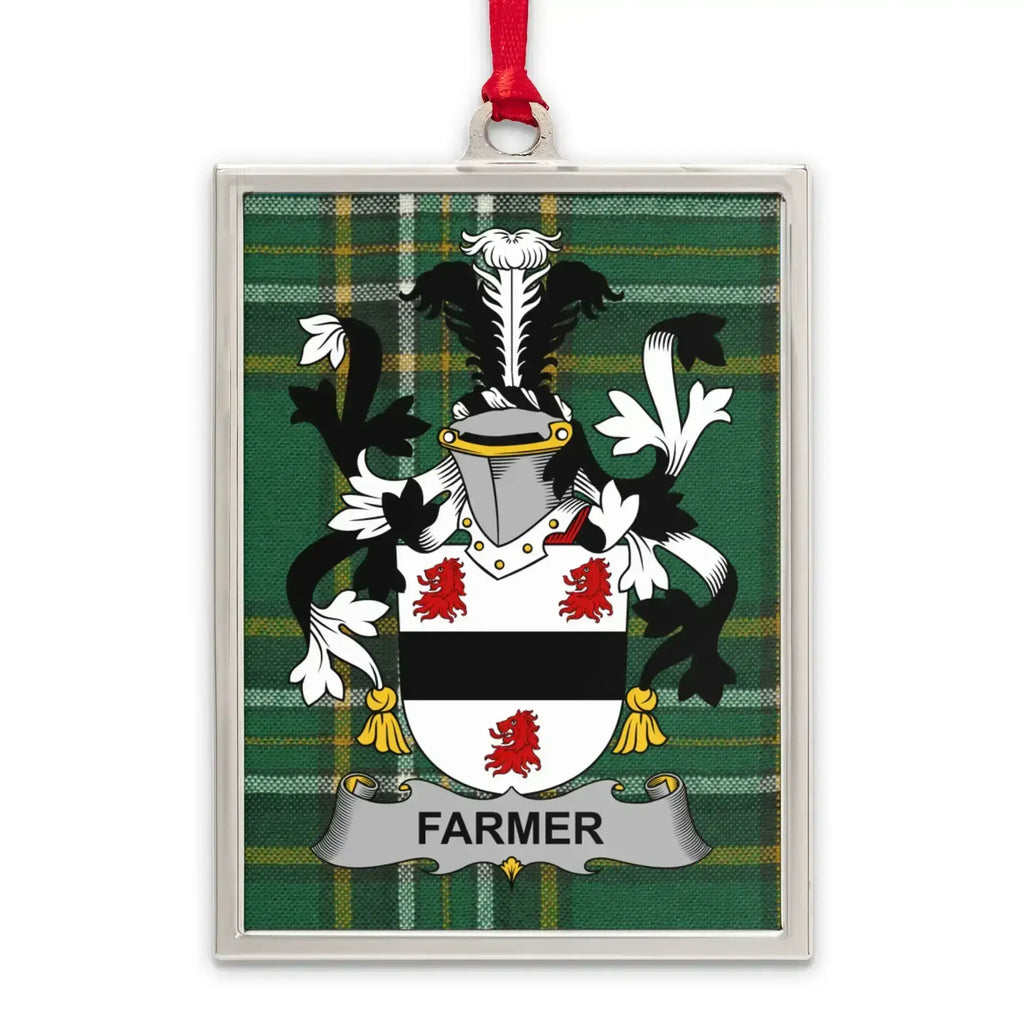 Farmer Family Crest Plaid Background Ornament product