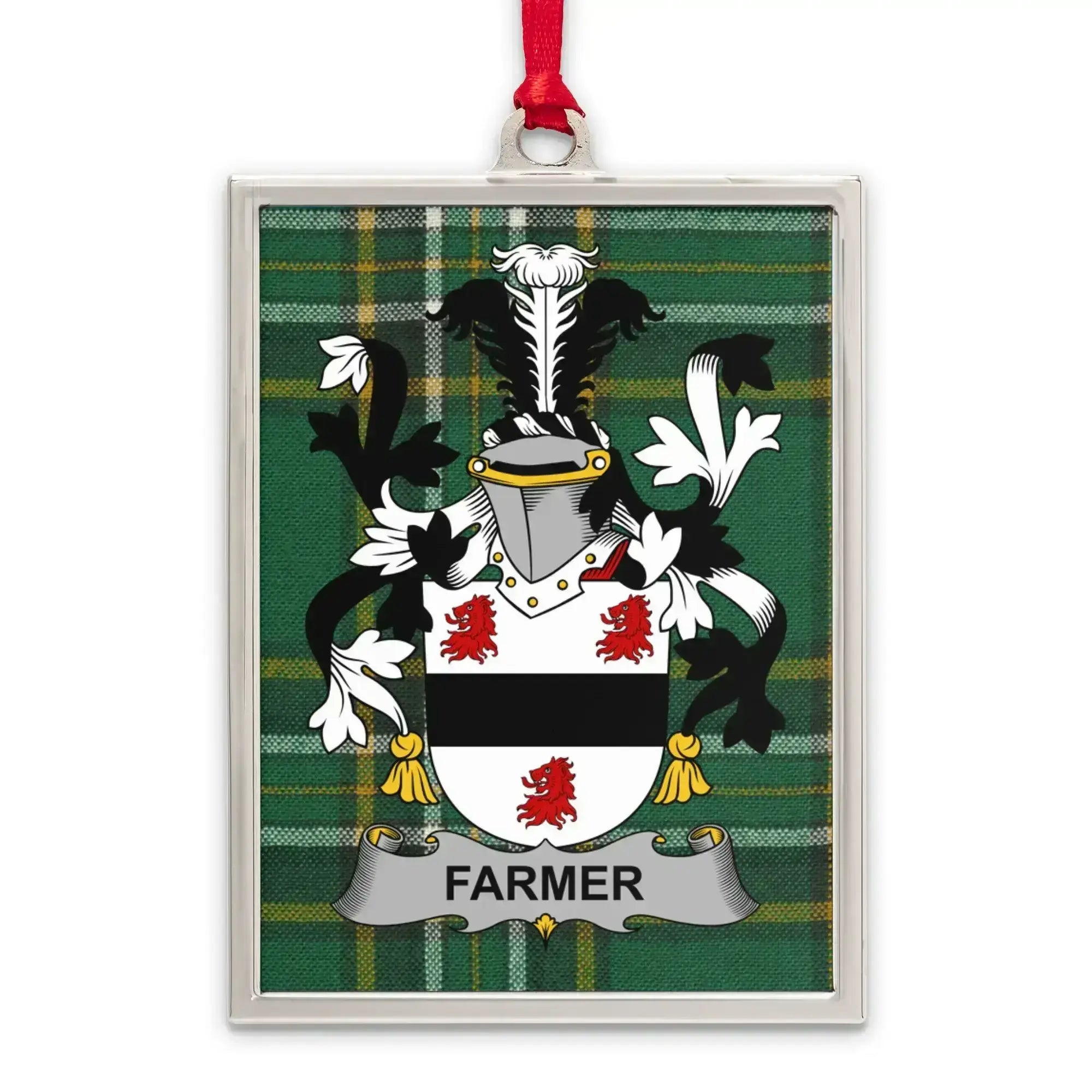 Farmer Family Crest Plaid Background Ornament product