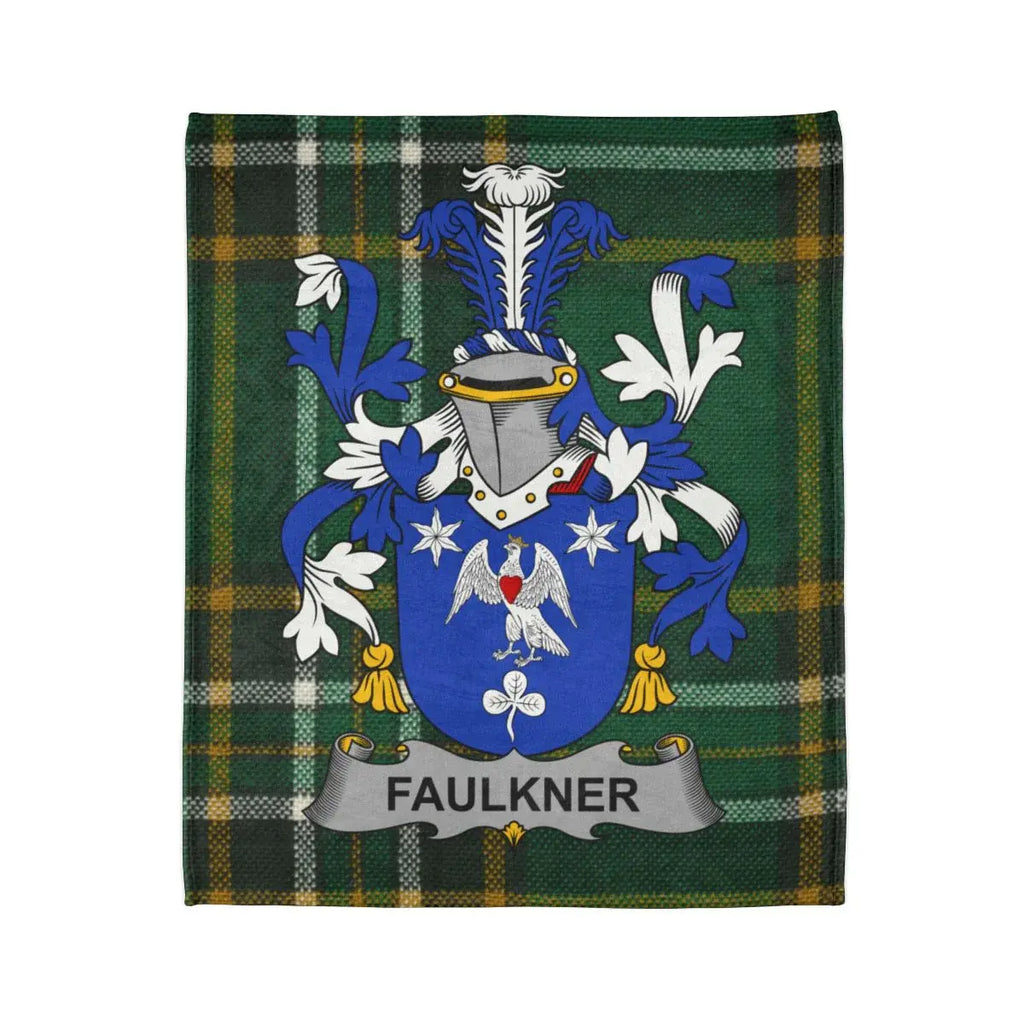 Faulkner Coat of Arms Plaid Pattern Blanket