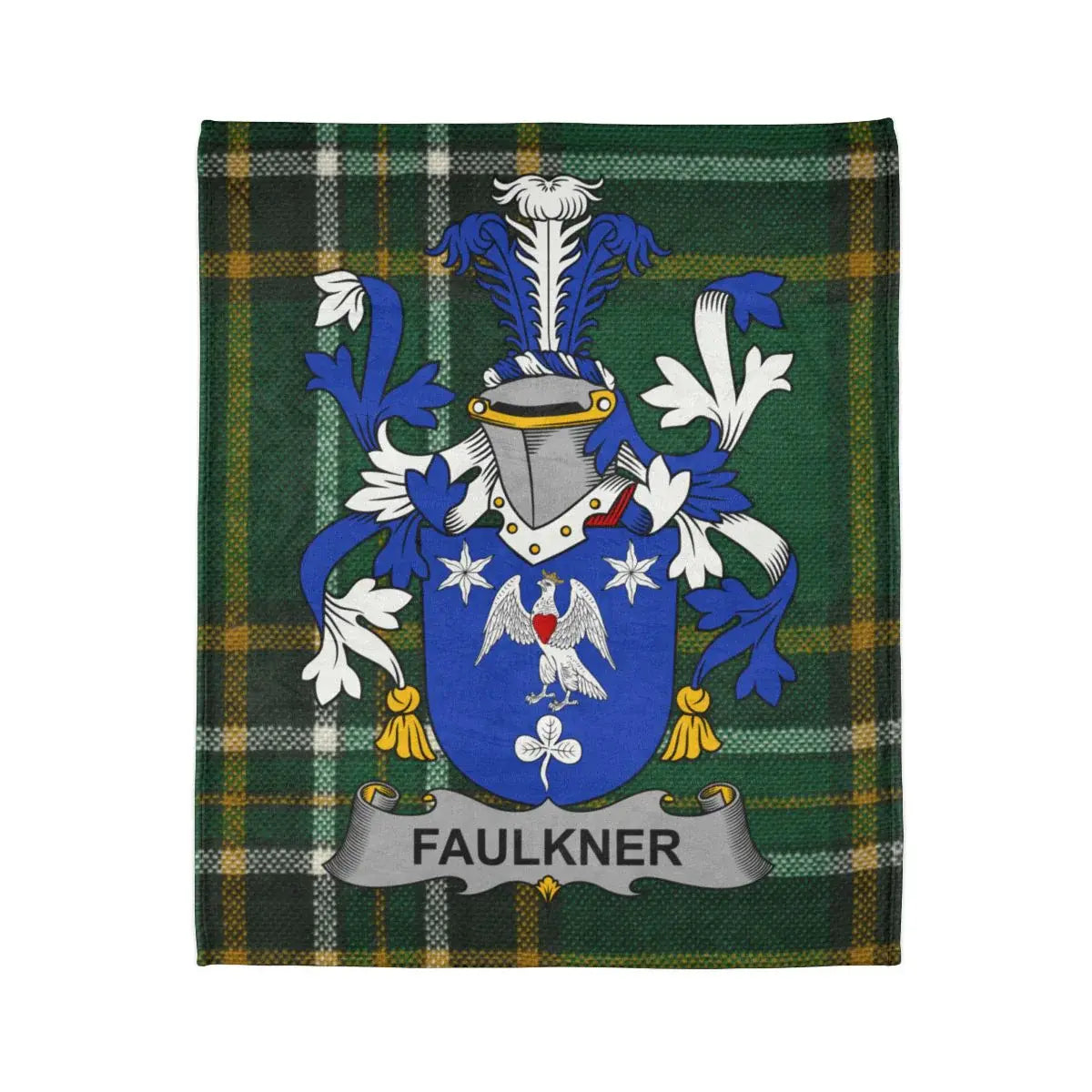 Faulkner Coat of Arms Plaid Pattern Blanket