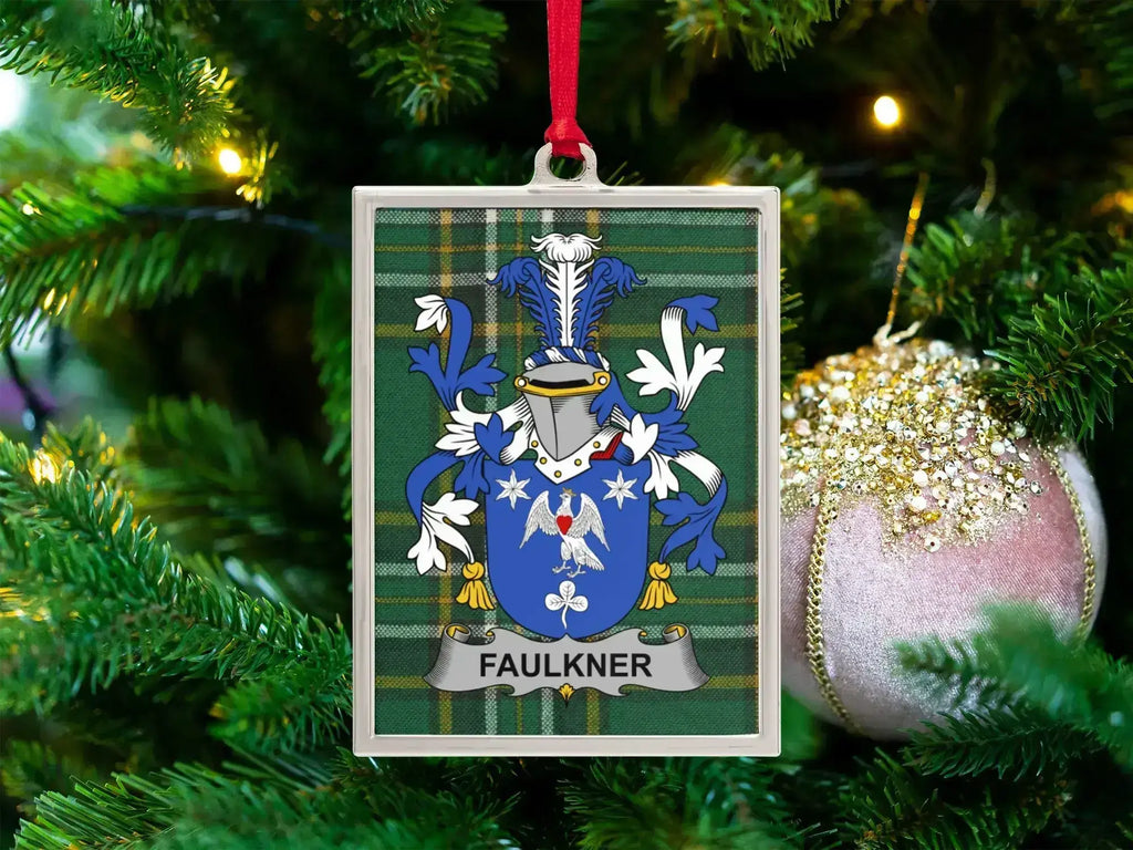 Faulkner Family Crest Green Plaid Christmas Ornament product type