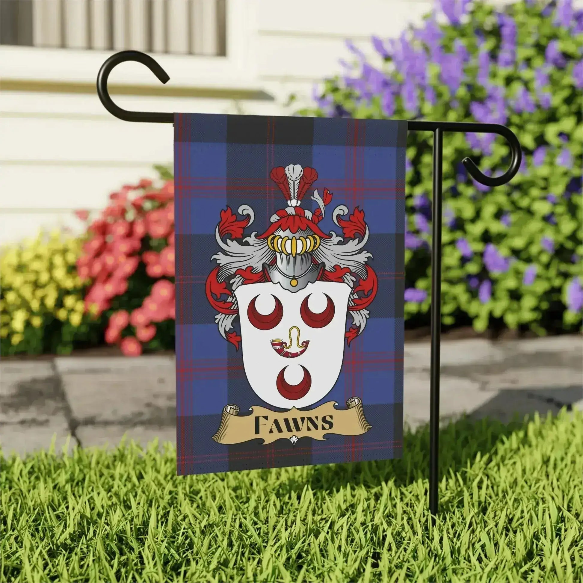 Fawns Coat Of Arms Scottish Tartan Garden Flag 