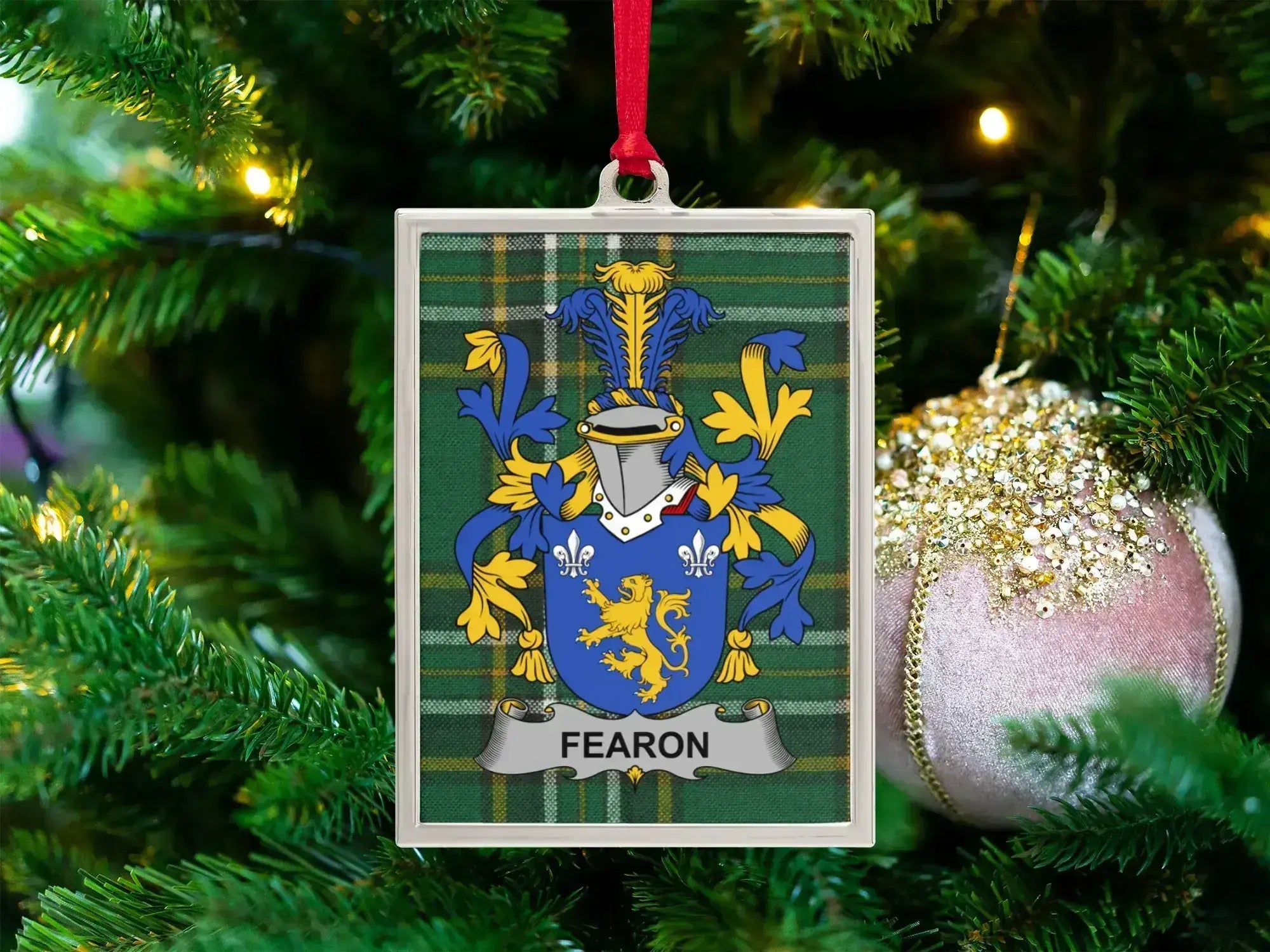 Fearon Family Crest Tartan Christmas Ornament product