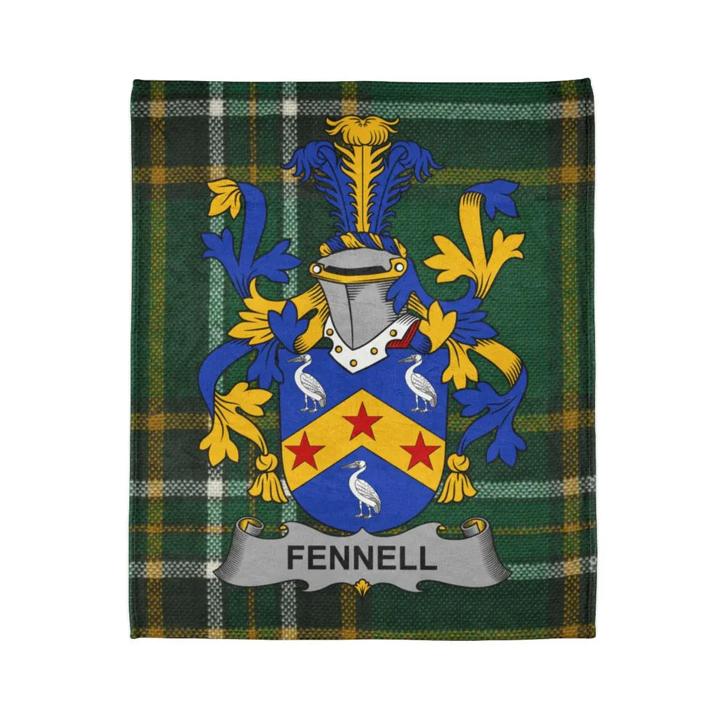 Fennell Family Crest Coat of Arms Tartan Blanket