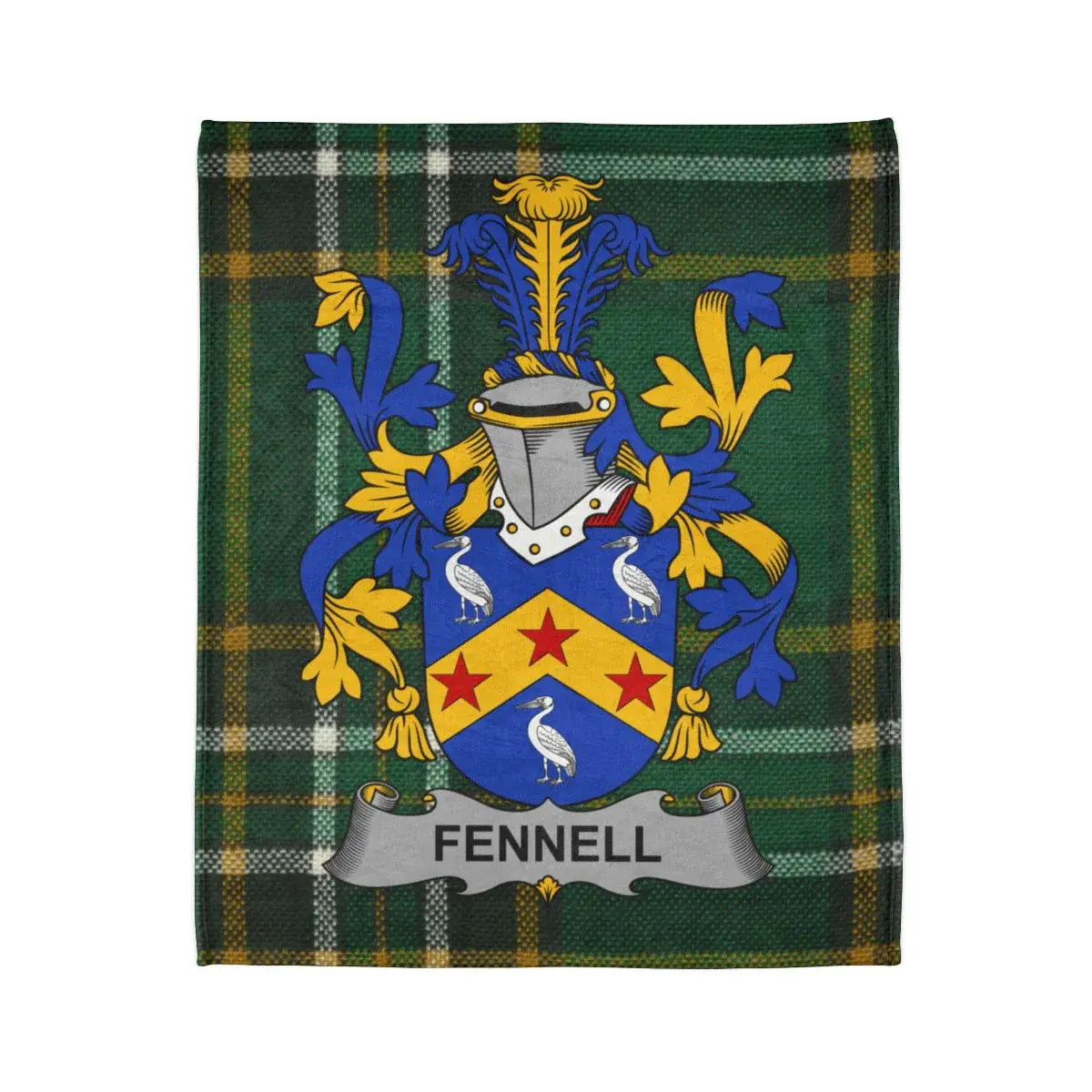 Fennell Family Crest Coat of Arms Tartan Blanket