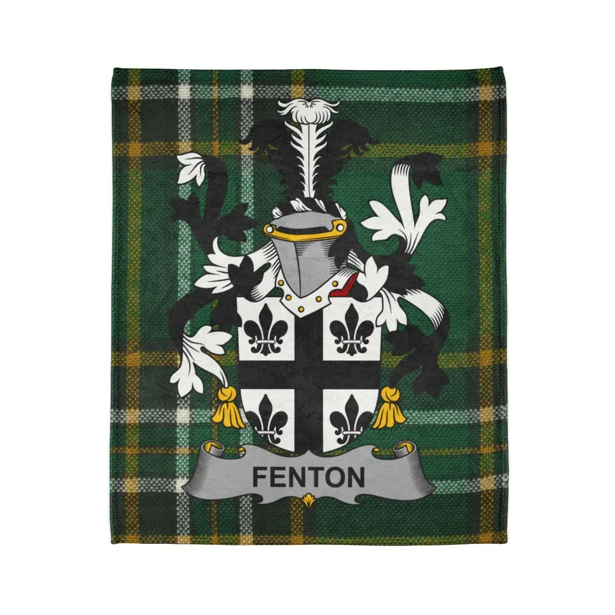Fenton Coat of Arms on Tartan Background Blanket
