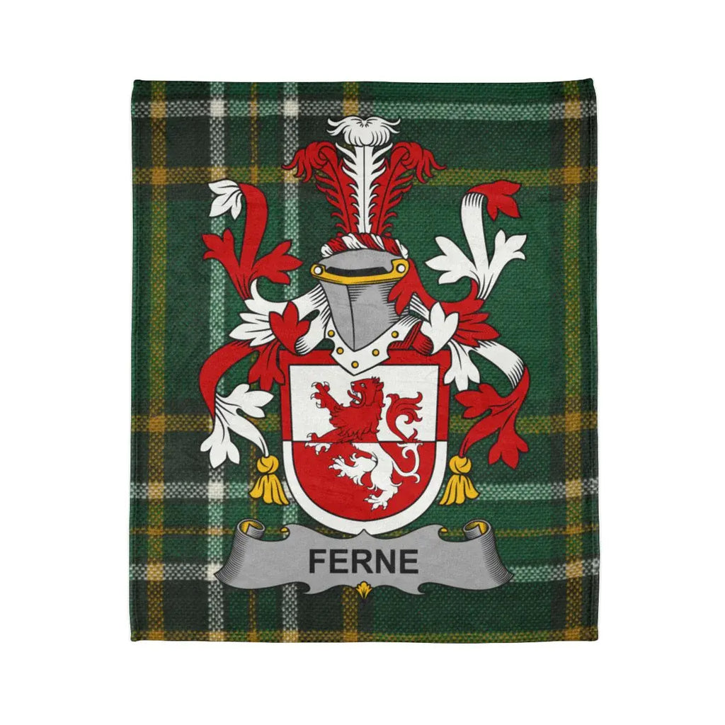 Ferne Family Coat of Arms Blanket with Lion Emblem