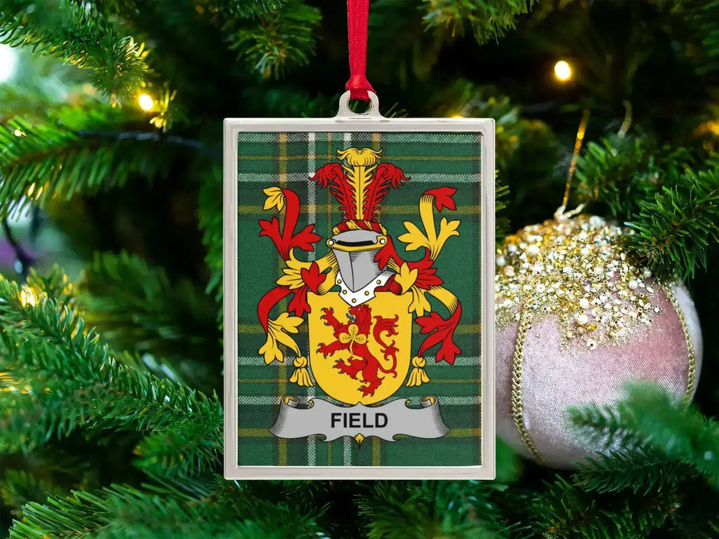 Custom Family Crest Plaid Christmas Ornament product