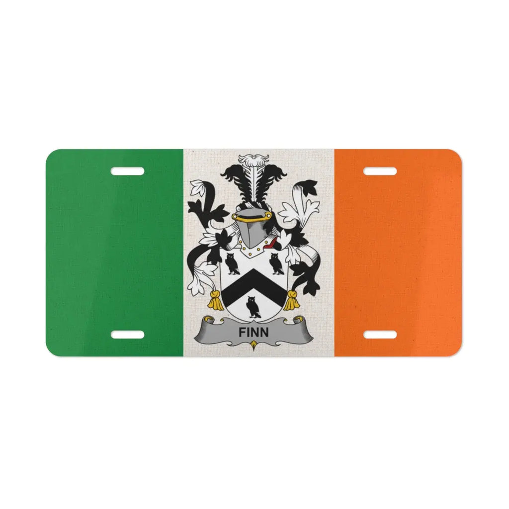 Irish Family Crest License Plate Finn Product