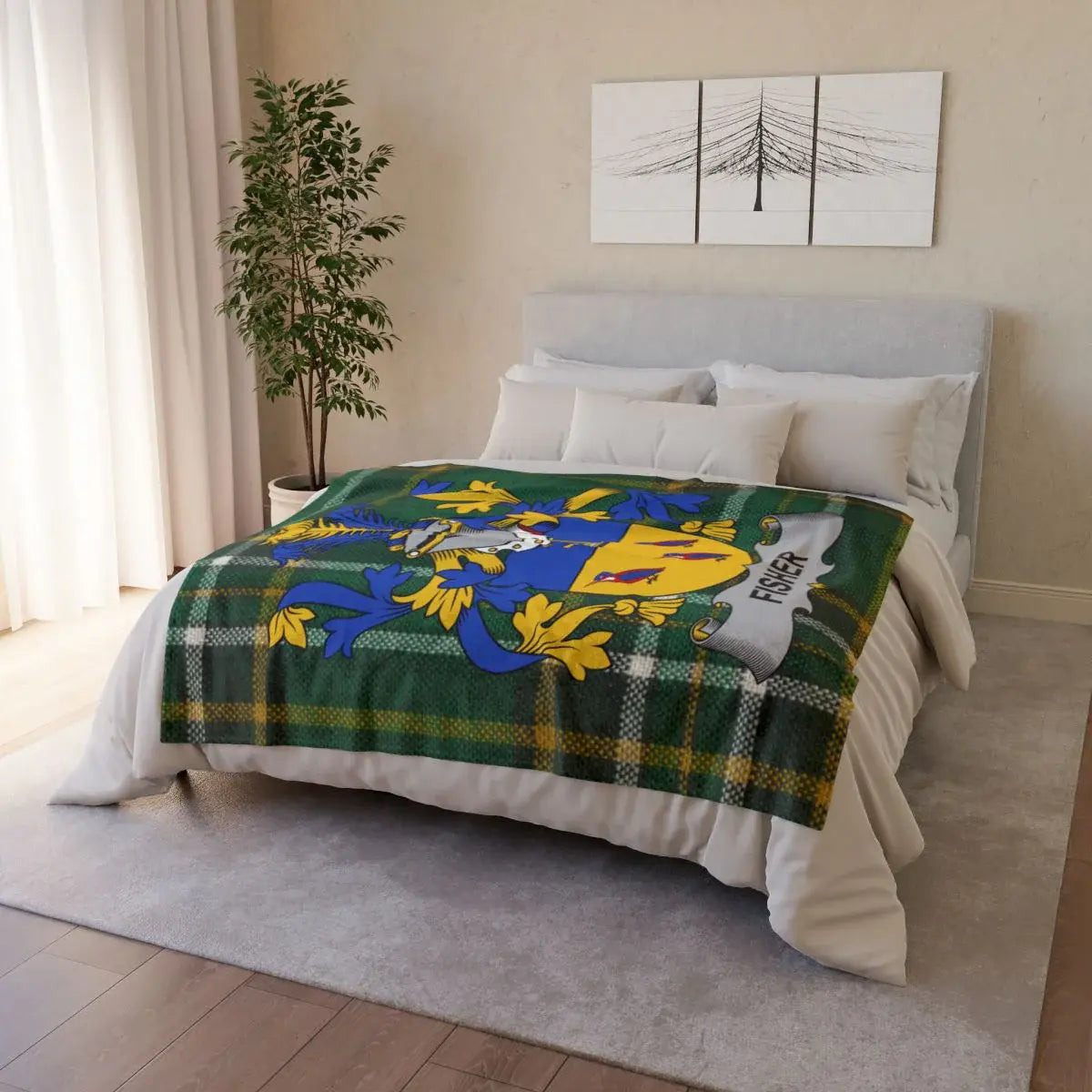 Personalized Fisher Family Crest Cozy Blanket