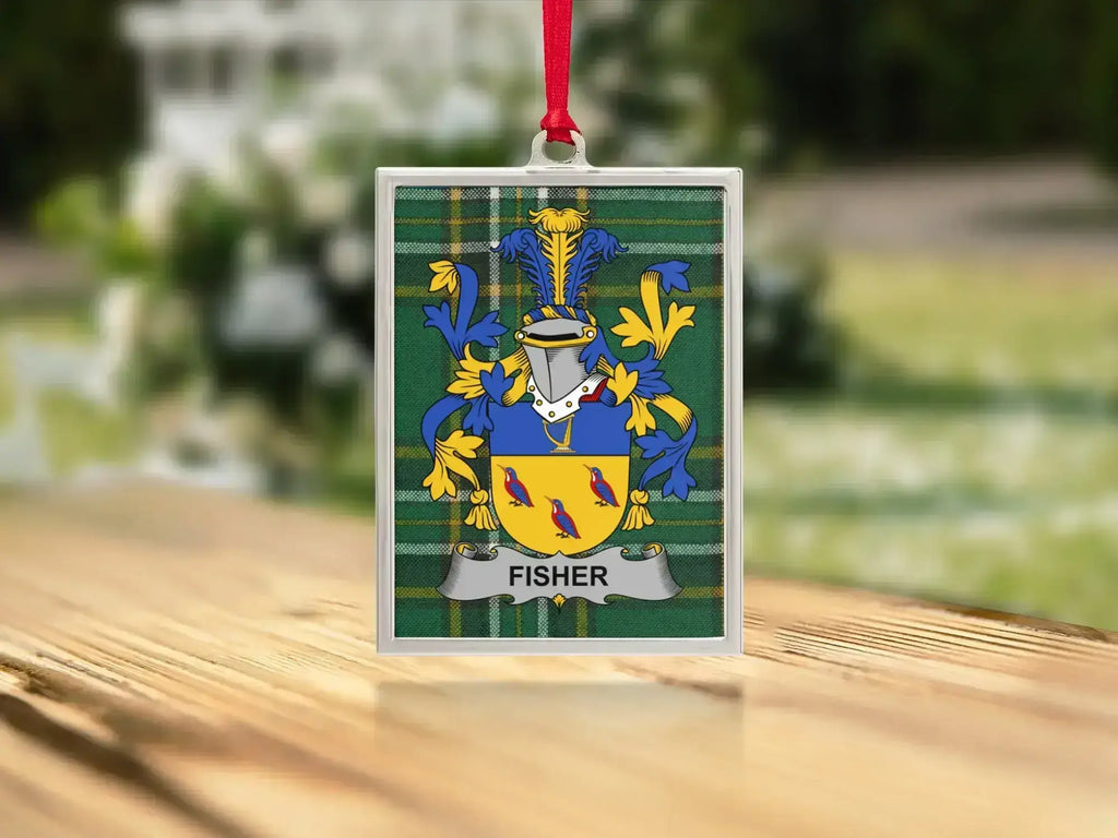 Fisher Family Crest Plaid Design Ornament product