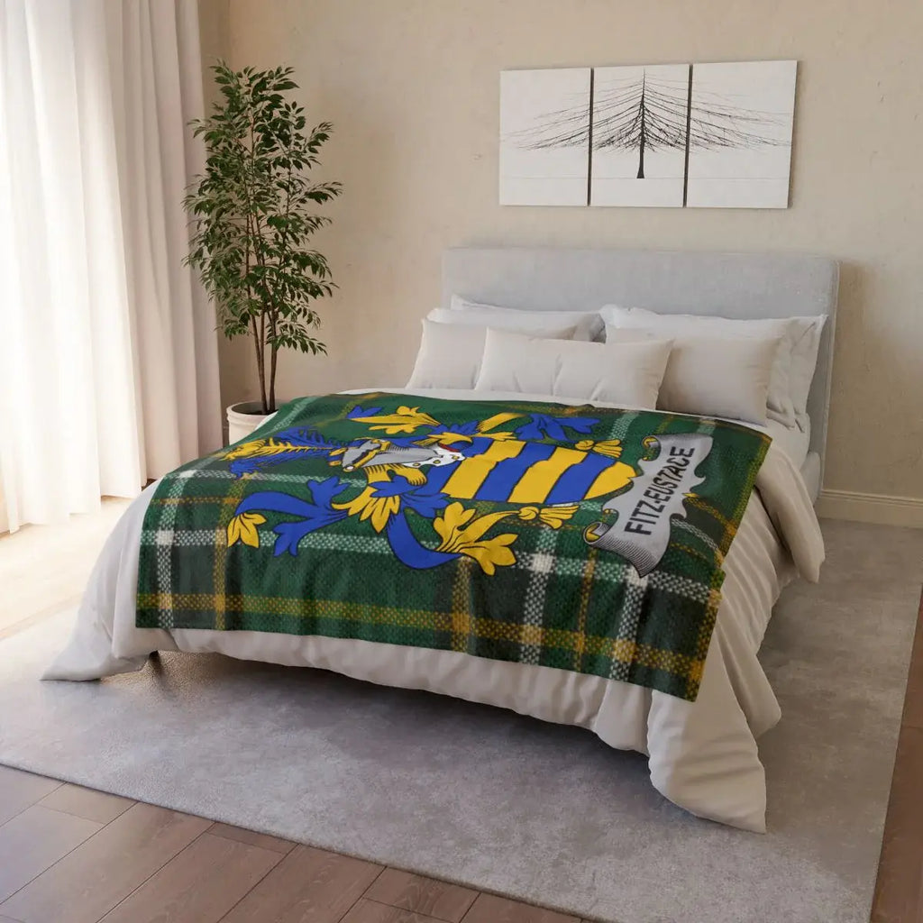 Fitzs Maurice Coat of Arms Green Plaid Blanket