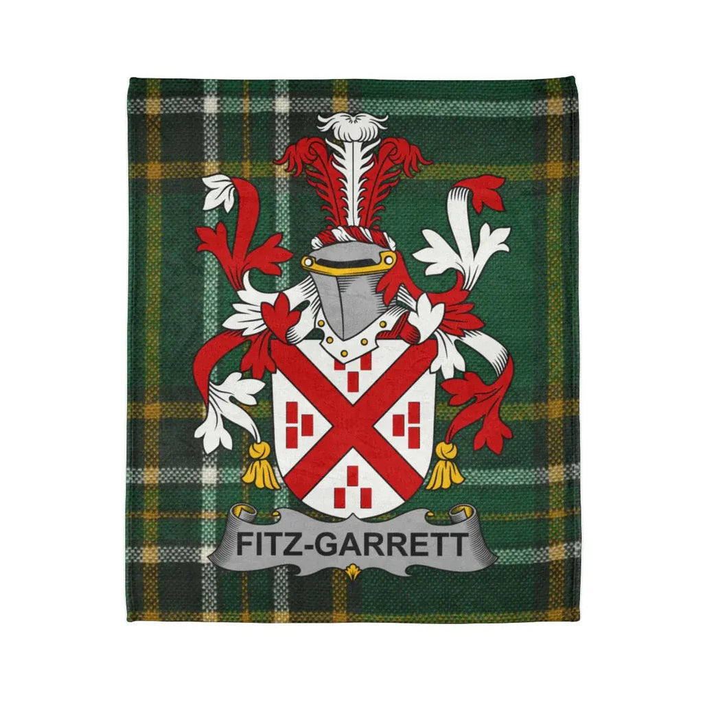 Fitz-Garrett Family Crest Blanket with Tartan Pattern