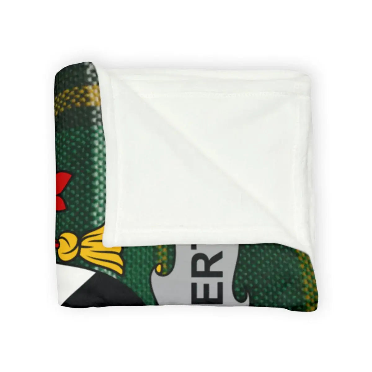 Heraldic Design Green and White Cozy Blanket