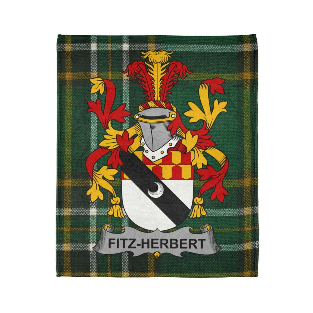 Fitz-Herbert Family Crest Green Tartan blanket