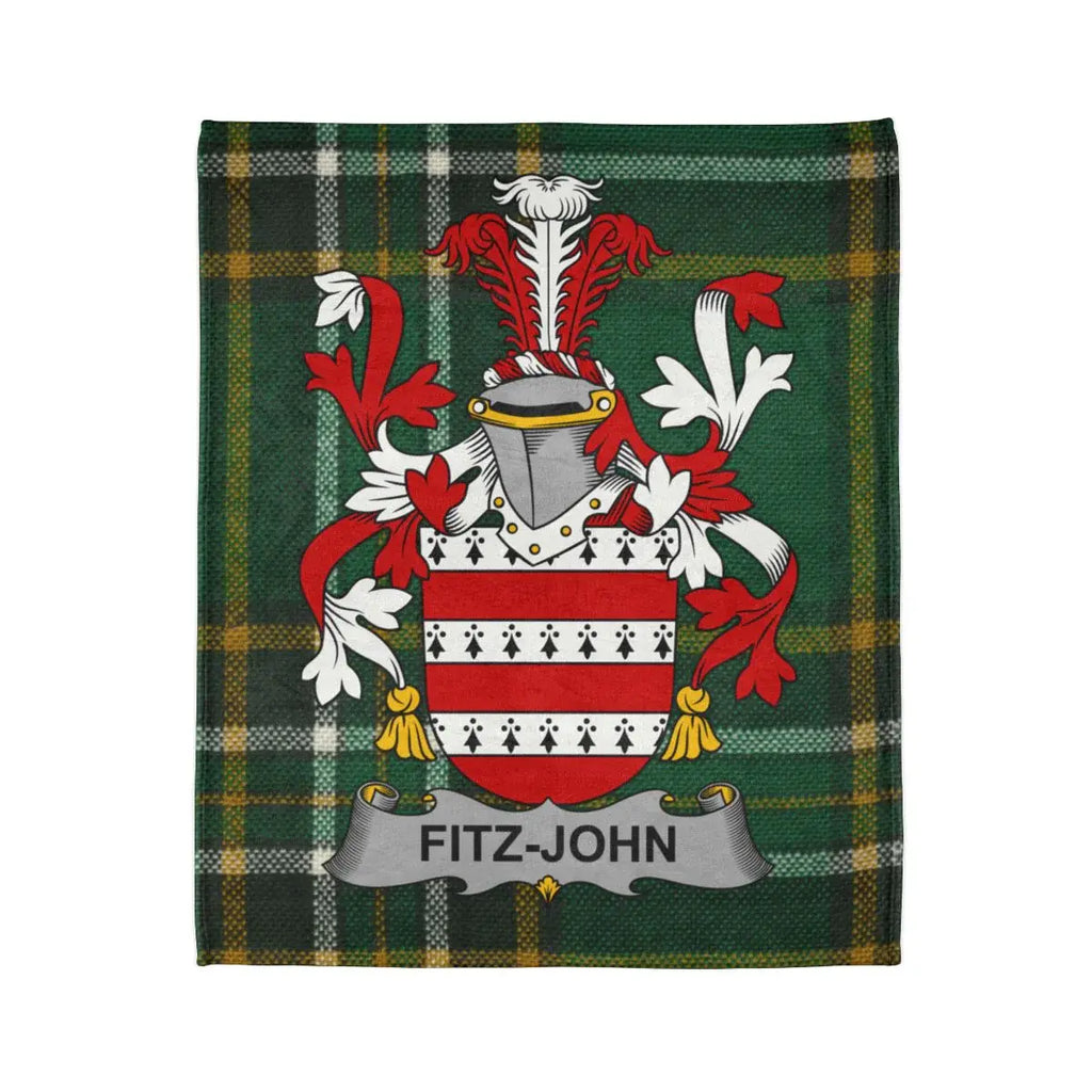 Fitz-John Family Crest and Plaid Design Blanket